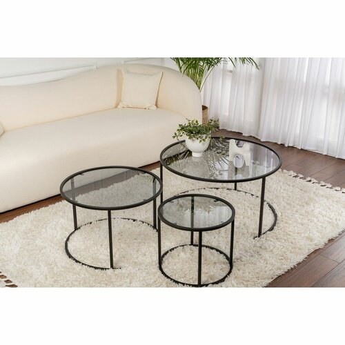 Couchtisch-Set Aurum Black and Grey 80 cm, 3 Stück