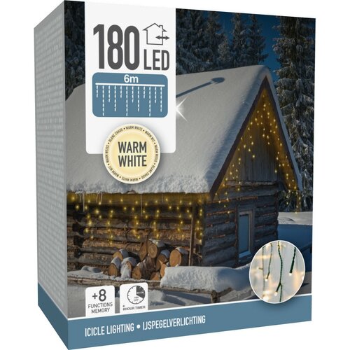 Icicle meleg fehér karácsonyi fényfüzér, 180 LED