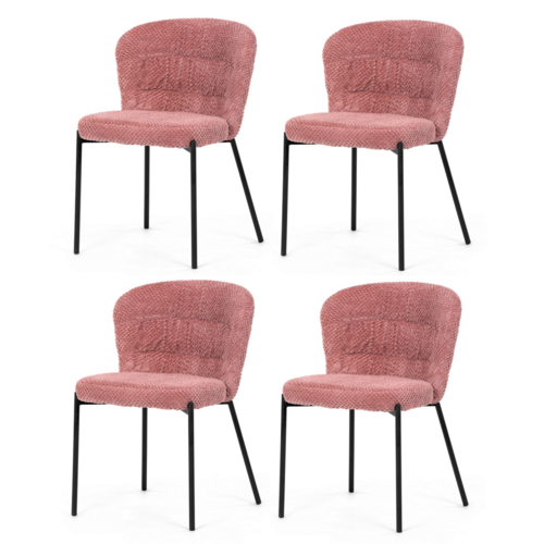 Súprava jedálenských stoličiek Bouclé CT-W1077 PINK2, 4 ks