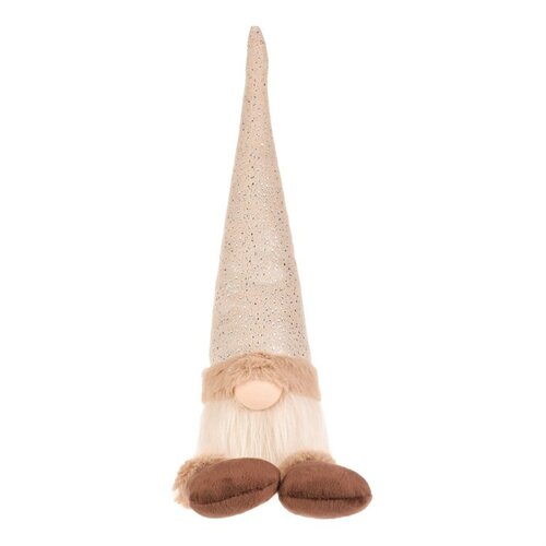 Vianočná dekorácia Škriatok visiace nohy, v. 40 cm, béžová/hnedá