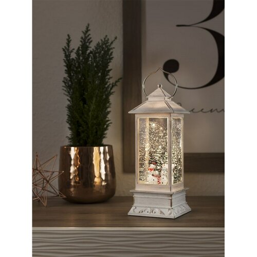 Dekoracyjna latarnia LED z bałwankami, biały