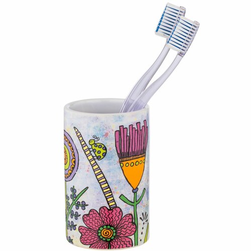 Wenko Ceramiczny kubek na szczoteczki do zębów Kwiaty