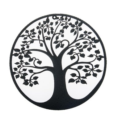 Decor metalic de perete Copacul vieții negru, 39,8 cm