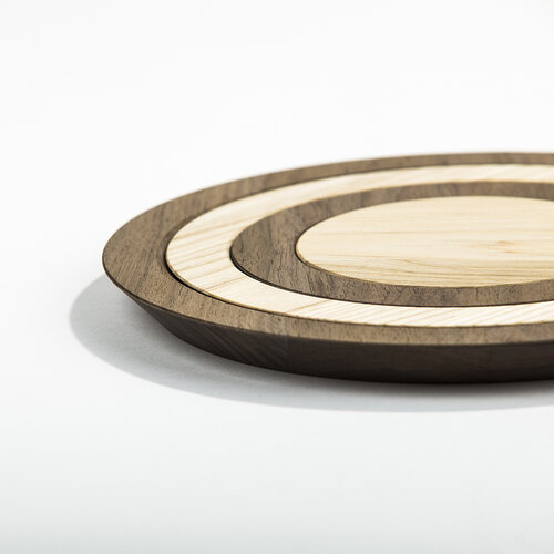 Podkładki pod garnki, jesion/orzech, 4 sztuki