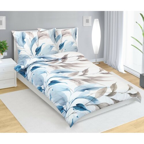 Bellatex Satinbettwäsche Herbst Blau, 140 x 200 cm, 70 x 90 cm