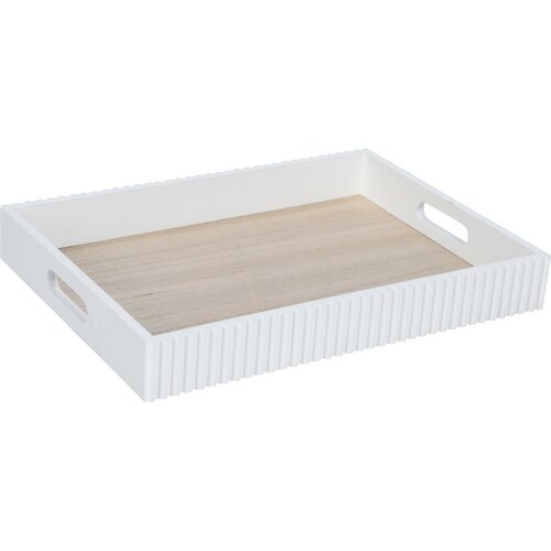 Set de tăvi de servire Stripes albe, 2 buc