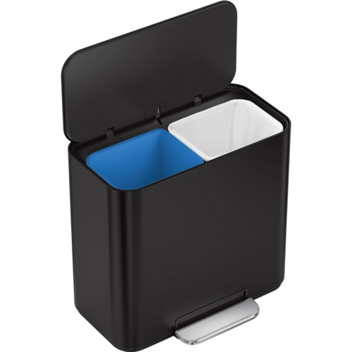 Simplehuman Mini kosz na śmieci z pedałem dosegregacji odpadów 15 l, czarny matowy