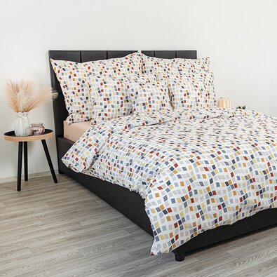 Lenjerie de pat din bumbac crep Kvalitex Mozaic, 140 x 200 cm, 70 x 90 cm
