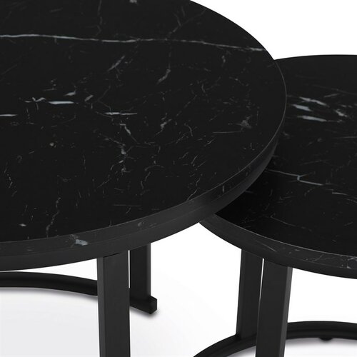 Beistelltisch-Set, schwarzer Marmor, 2 Stück