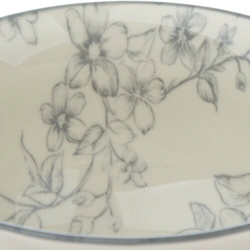 Set de 6 boluri din ceramică Flori delicate 11.5 cm, gri