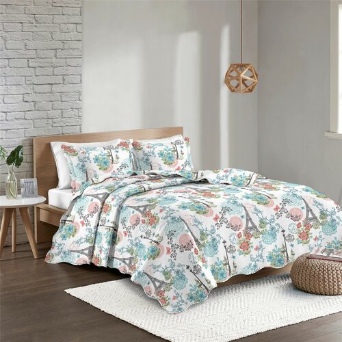 Prevleka za posteljo Eifflov stolp cvetje, 230 x 250 cm, 2 ks 50 x 70 cm