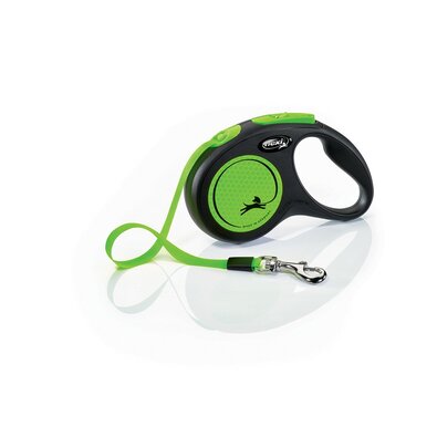 Flexi Lesă auto-înfășurabilă New Neon S, 5 m, 15kg, verde