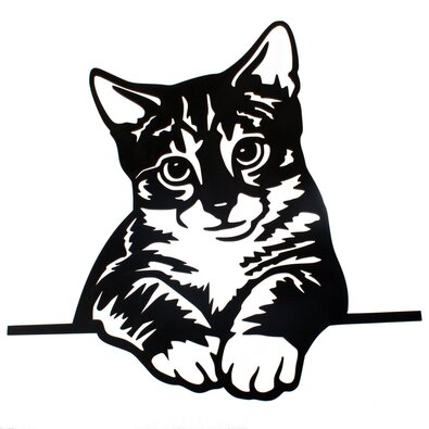 Lesnata izrezana dekoracija za steno Domača mačka,35 x 35 cm