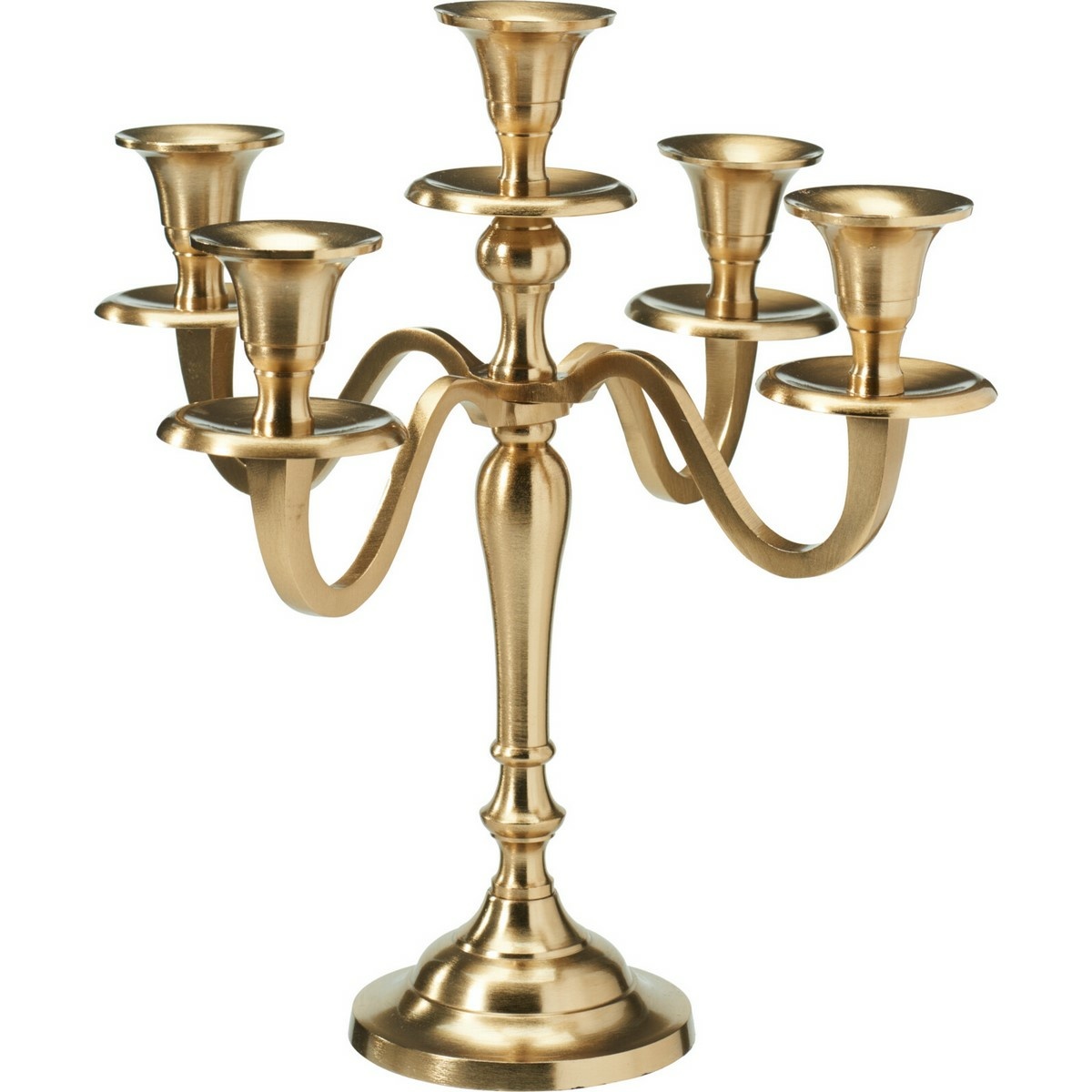 Kovový svietnik 5-ramenný 29x29x30 cm, farba zlatá, dekor 1