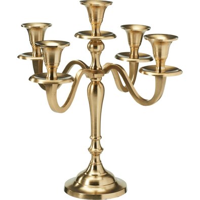 Металевий підсвічник 5-свічковий 29x29x30 см, колір золотий, декор 1