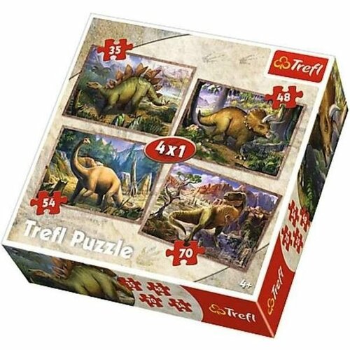 Obrázok TREFL Puzzle pro děti 4v1 - Dinosauři (35 - 70 dílků)