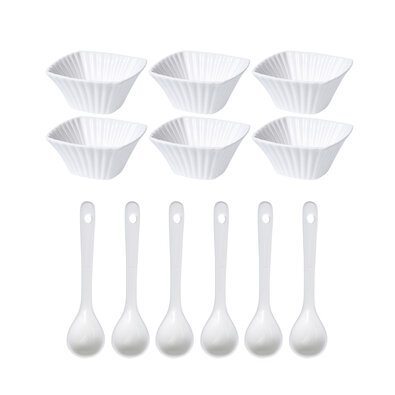 Set boluri de servire cu lingurițe EH Wavy pătrat,12 pcs