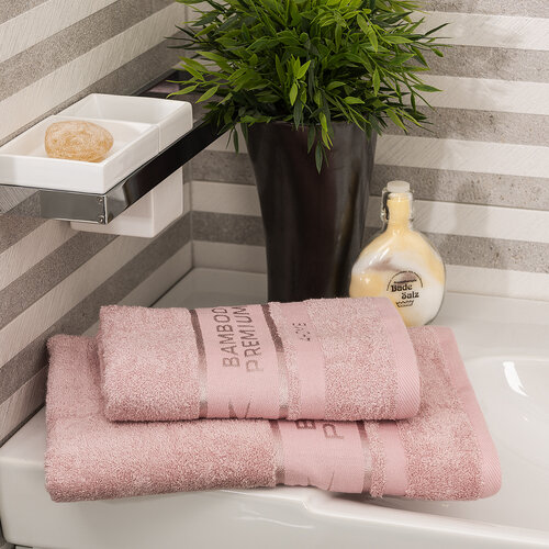 4Home Set Bamboo Premium kopalna brisača inbrisača roza, 70 x 140 cm, 50 x 100 cm