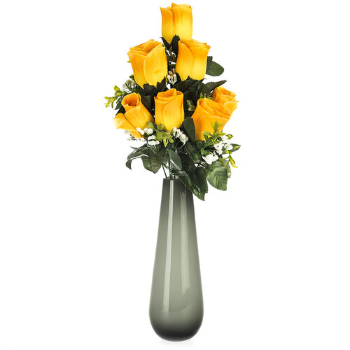 Umelá kytica Ruže žltá, 48 cm