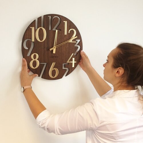Nástěnné hodiny Lavvu Style Brown Wood, pr. 40 cm