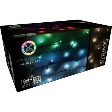 RGB karácsonyi LED-lánc távirányítóval 198 LED, színes, 19,8 m