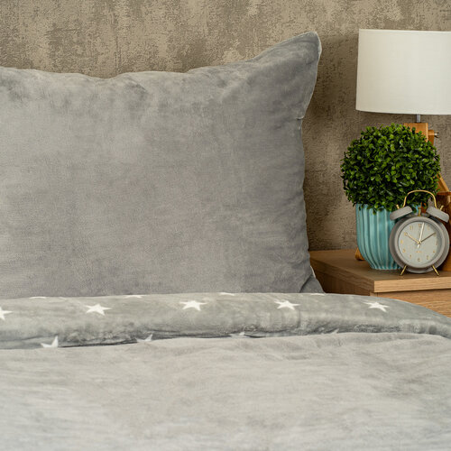 4Home Posteljnina iz mikroflanela Stars grey, 140x 200 cm, 70 x 90 cm