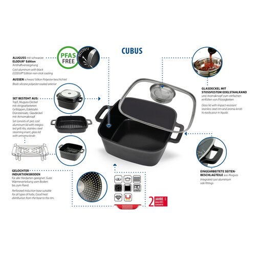 Elo 90024 Vas multifuncțional Basic Cubus 32 x 25c cm