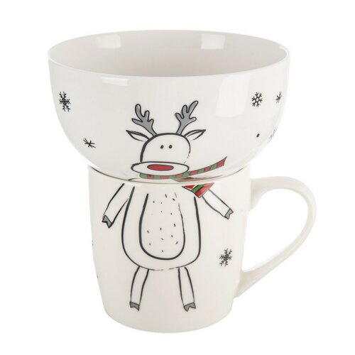 Orion Porcelanowy kubek z miseczką Sob, 0,35 l