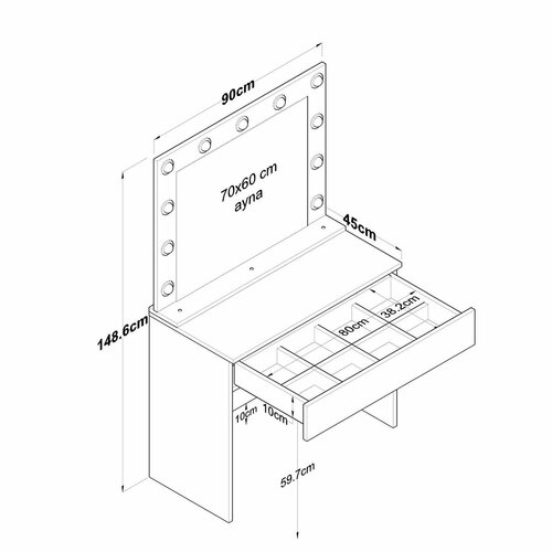 Kozmetický stolík  Aria White
