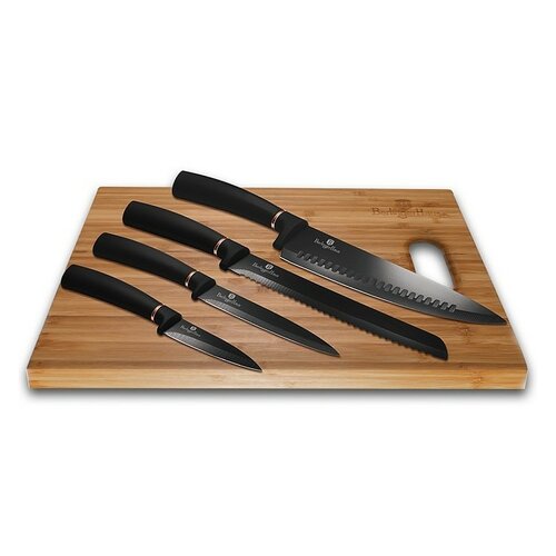 Berlinger Haus 4-dielna sada nožov s doštičkou Black Rose Collection