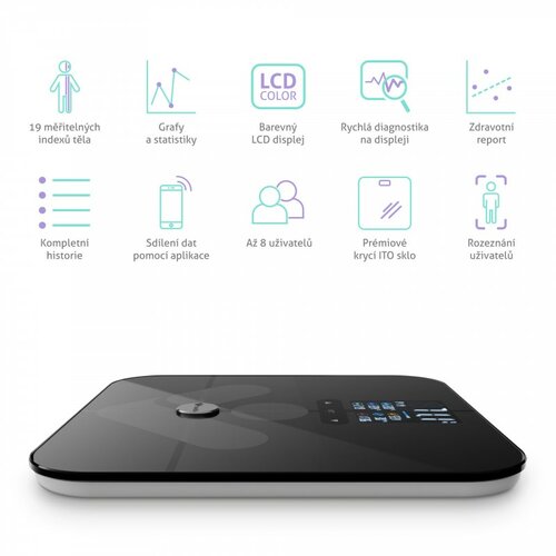 TrueLife FitScale W7 BT waga osobista z bluetooth,czarna