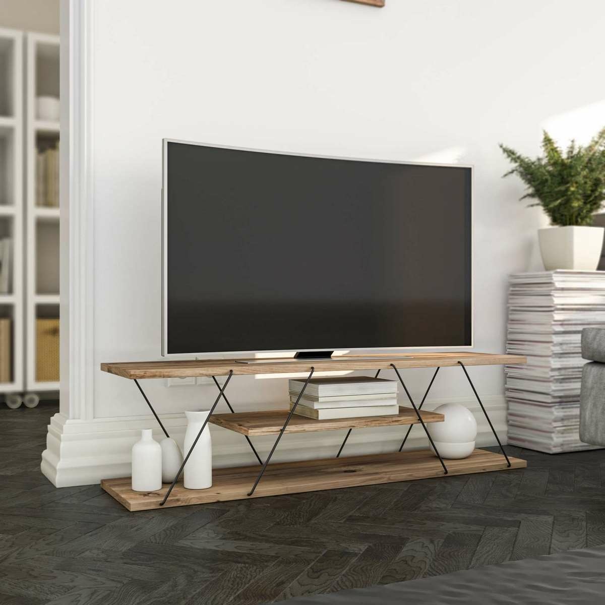 Televízny stolík Canaz Black and Walnut