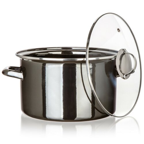 Banquet Hrniec smaltovaný METALLIC Black 26 cm, 6 l, s pokrievkou