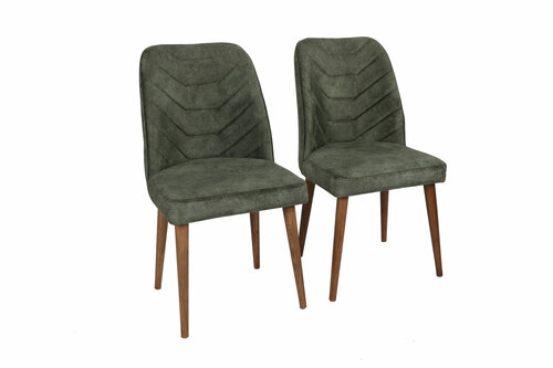 Esszimmerstuhl-Set Dallas Dark Green and Brown, 2 Stück