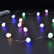 Solight LED vianočná reťaz farebné guľôčky, 20x LED, 2 m, 2x AA