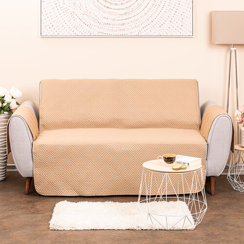 4Home Übewurf für Doppelsessel Doubleface  , Dunkelbeige/Beige, 140 x 220 cm
