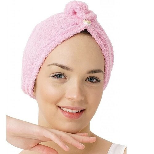 Швидковисихаюча махровий тюрбан для волосся  рожева