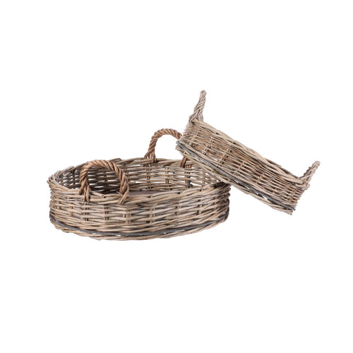 Komplet pletenih pladnjev Nature okroglih, 2 kos,2 velikosti, 45 x 10 x 45 cm