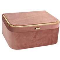 Velvette ékszertartó doboz, rózsaszín, 23 x 17 x  10,5 cm