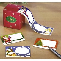 Vánoční samolepící štítky v zásobníku, 100 ks