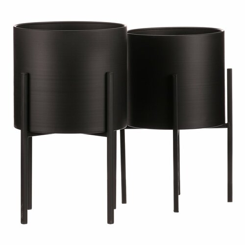 Set suporturi din metal pentru flori Interier, negru, 2 buc.
