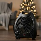 Încălzitor electric cu ventilator și întrerupătorde siguranță, negru
