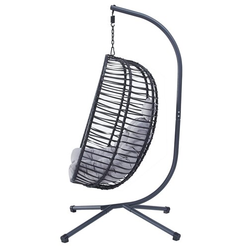 Autronic Wiszące krzesło, metal, polyratan, szary, A Z-V1289 GREY