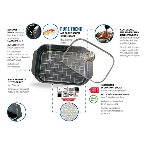 Elo 82660 Форма для випікання зі скляною кришкоюта ароматичною ручкою Pure Trend 40 x 26 см