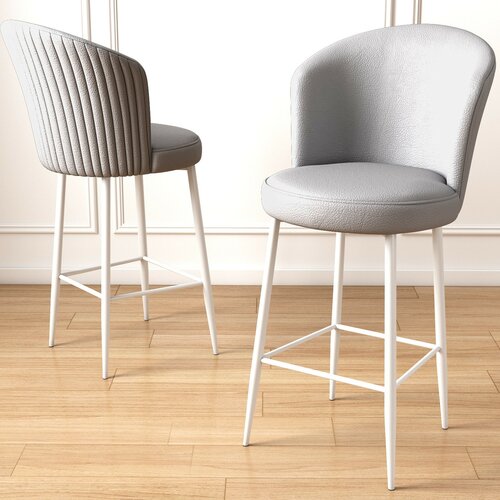 Set de scaune de bar Uras Grey and White, 6 buc.
