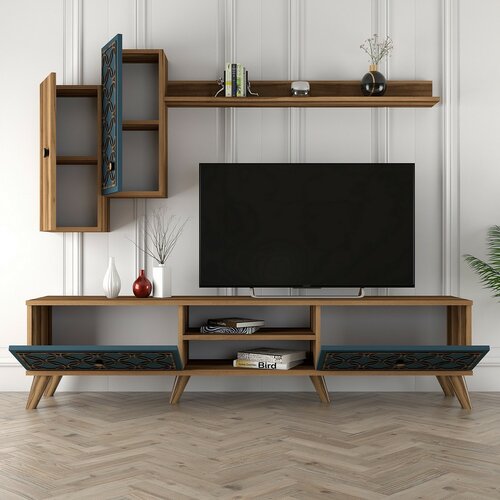 Ansamblu mobilier de perete TV Classe Walnut and Chalcedony