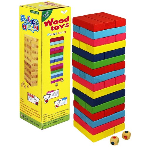 Wood Toys Drewniana wieża Jenga, kolorowy