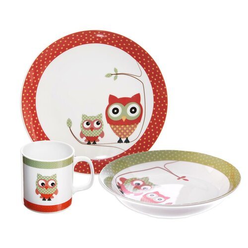 Orion 3-delni otroški jedilni set Sova, porcelan