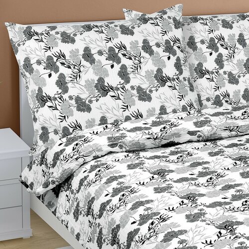 Bellatex Krep posteljnina Cvet siva, 140 x 200 cm,70 x 90 cm