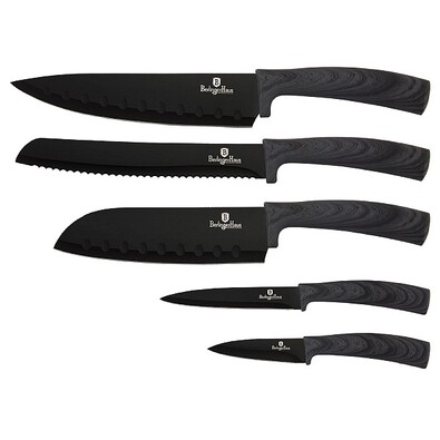 Set de cuţite Berlinger Haus, 5 piese, cu suprafaţădin marmură, Forest dark Line